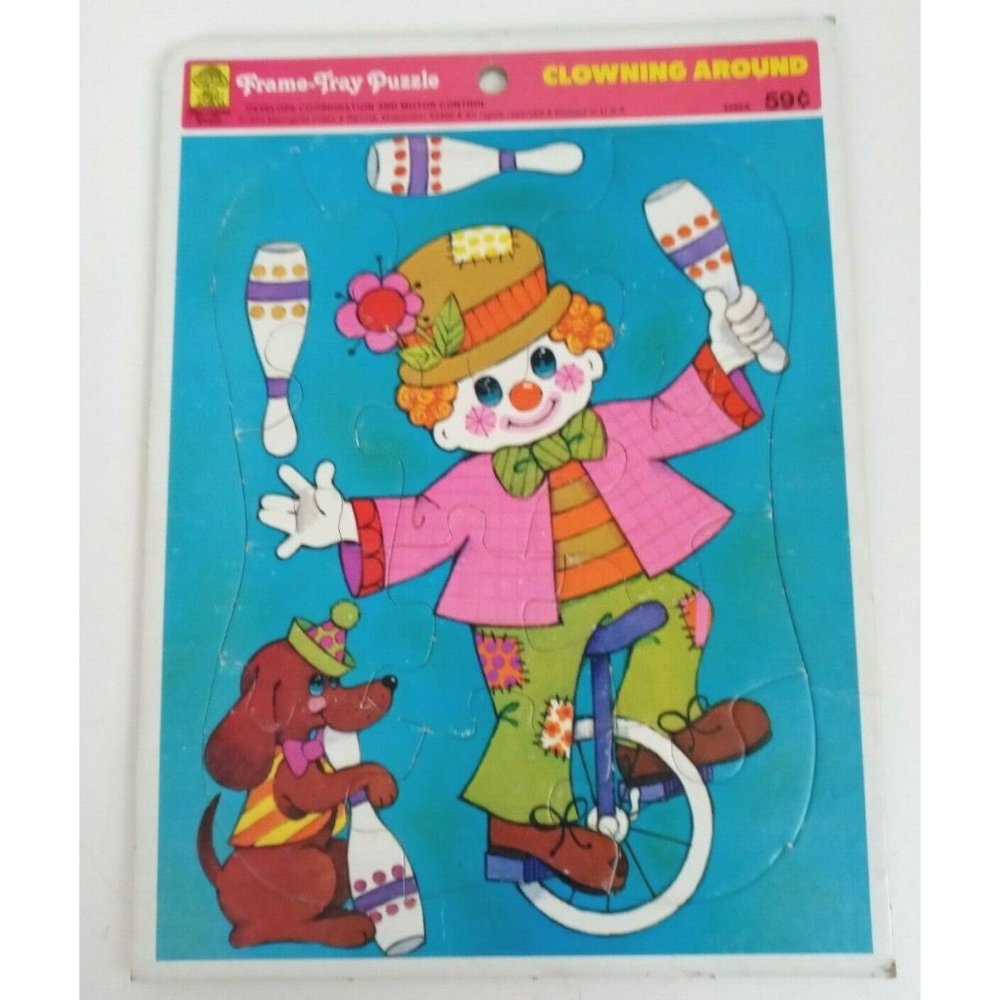 Vintage 1973 Merigold Press "Clowning Around" Frame Tray Puzzle 11"x 8.25"